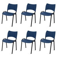 Packung mit 6 Smart-Stühlen mit schwarzer Epoxidstruktur und Kunststoffschalen (verschiedene Farben)